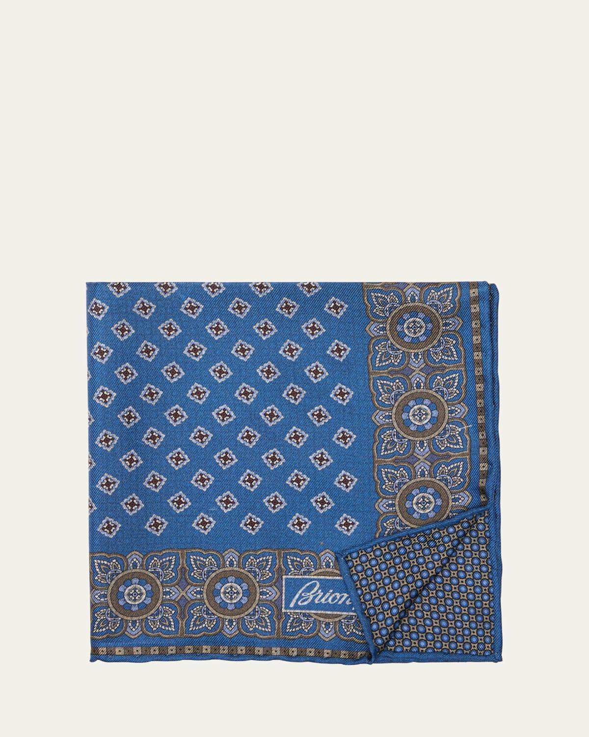 Mens Medallion Double-Face Silk Pocket Square Product Image