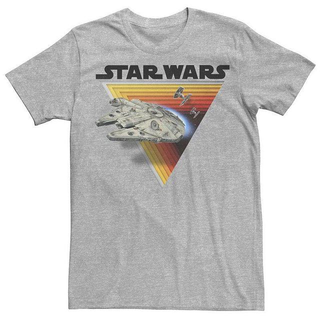 Mens Star Wars Millennium Falcon Retro Depth Triangle Graphic Tee Athletic Grey Product Image