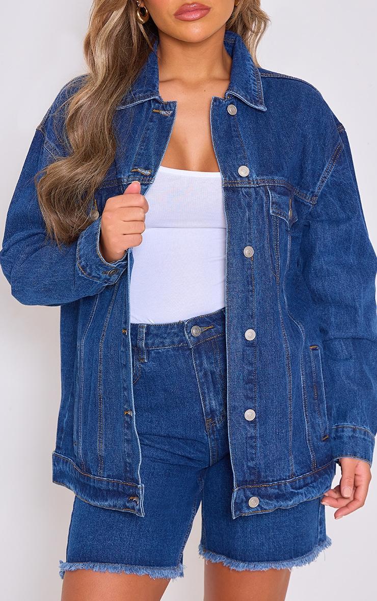 Indigo Oversized Denim Jacket Product Image