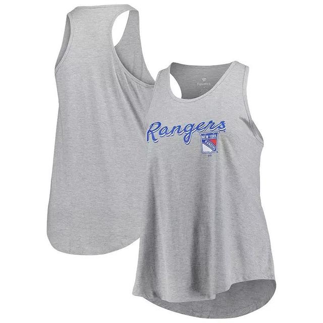 Womens Fanatics Branded Heather Gray New York Rangers Plus Size Racerback Tank Top Product Image