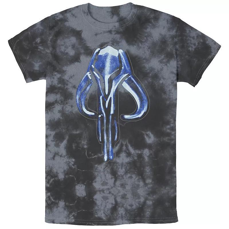 Mens Star Wars The Mandalorian Mythosaur Skull Logo Ice Bombard Wash Graphic Tee Black Grey Product Image