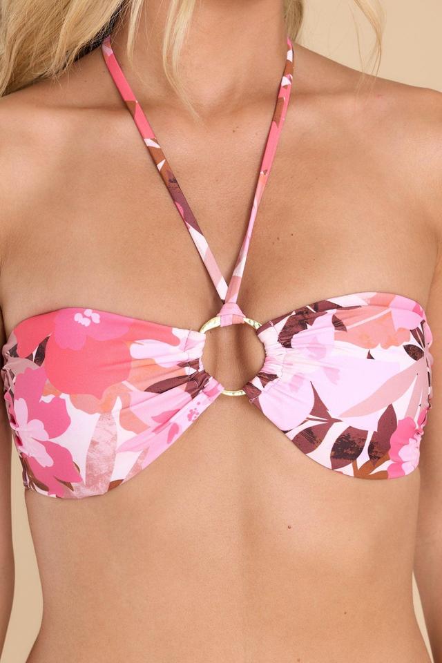 Cali Floral Bandeau Bikini Top Swimwear Pink Product Image