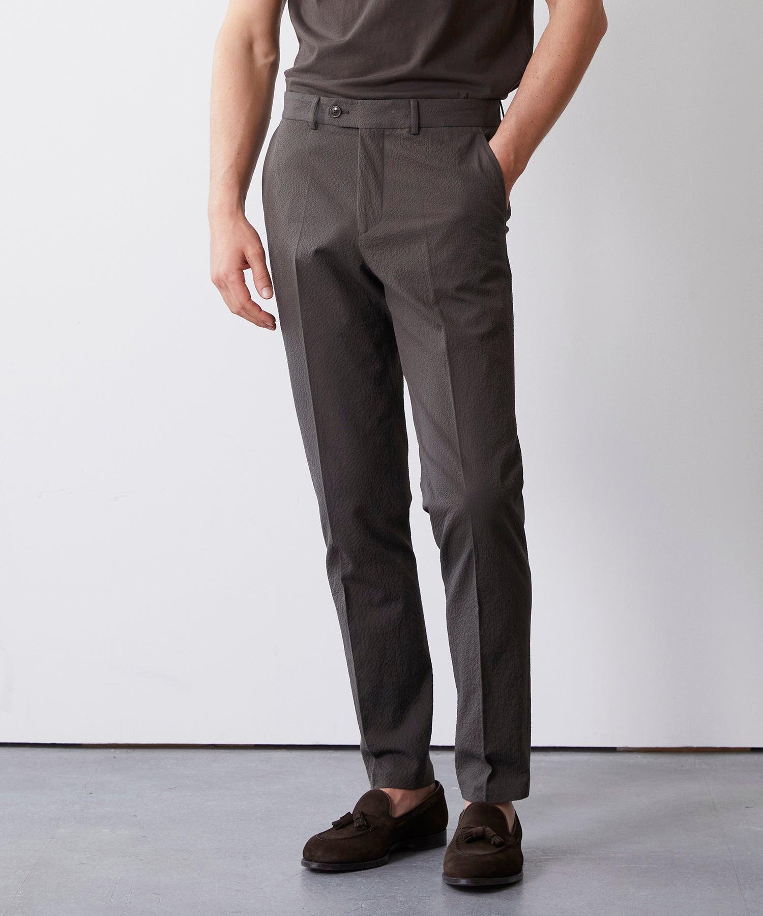 Italian Seersucker Sutton Trouser in Brown Product Image