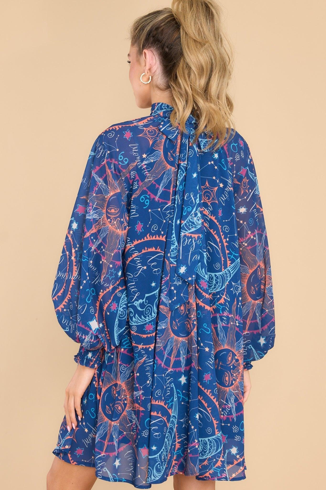 Aura Looking For A Sign Navy Multi Print Dress Product Image