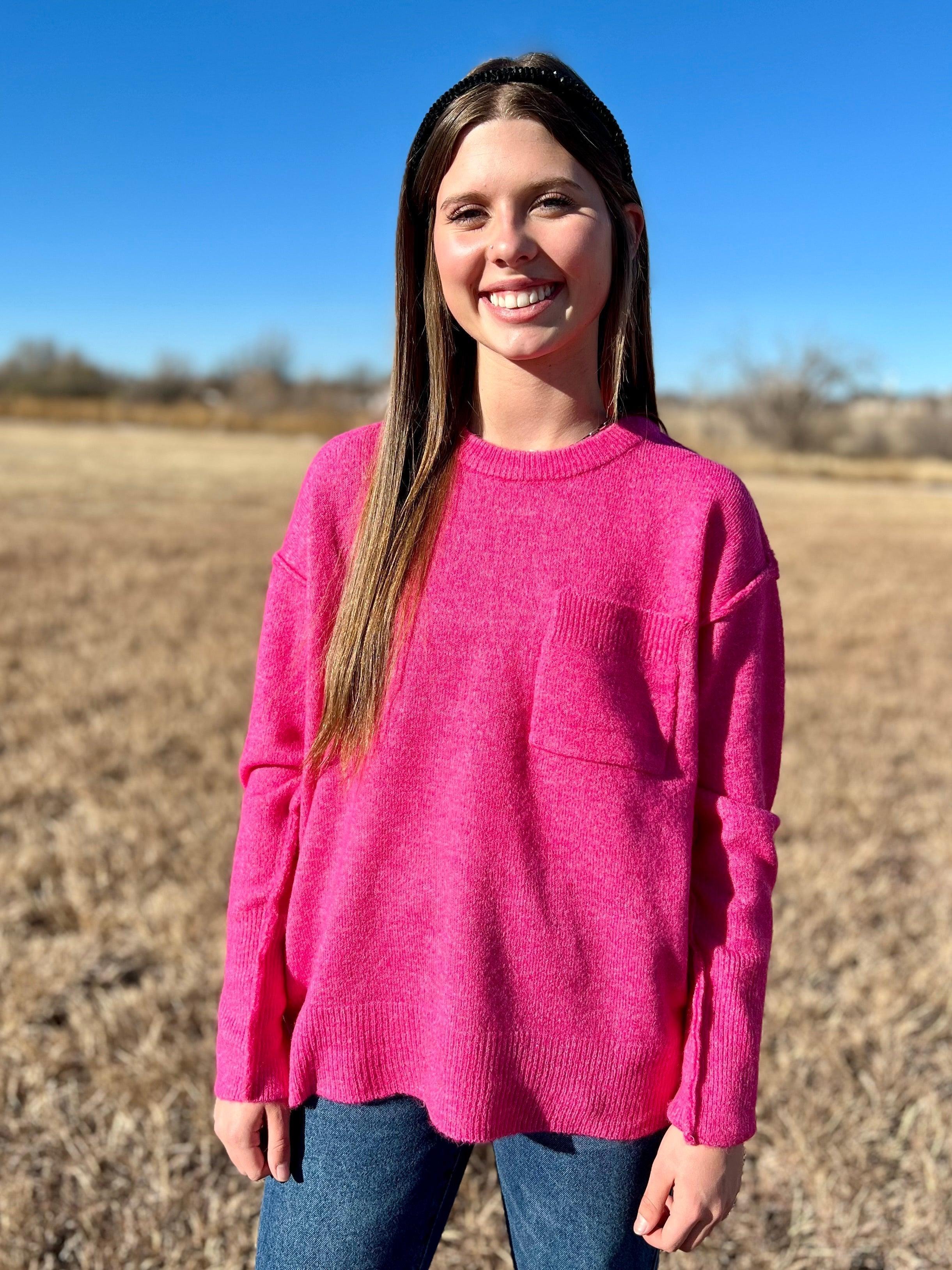 Don't Pick My Pockets Fuchsia Sweater* Product Image