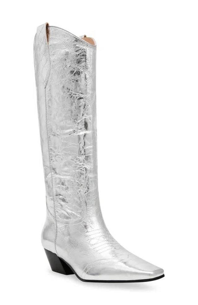 STEVE MADDEN Dollie Western Boot In Silver Product Image