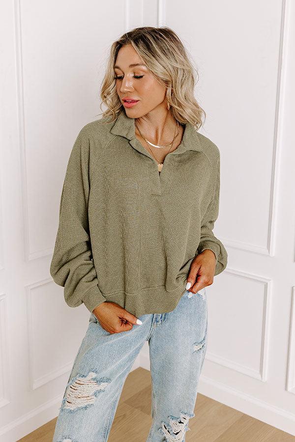 Park Avenue Ribbed Sweatshirt in Sage Product Image