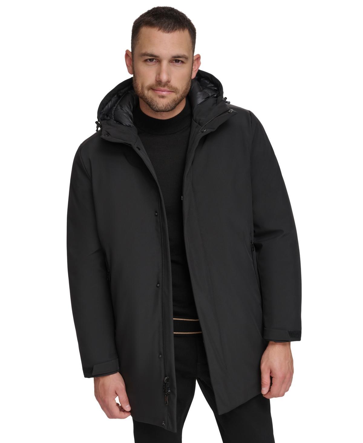 Calvin Klein Mens Flextech Stretch Water-Resistant Hooded Stadium Jacket Product Image