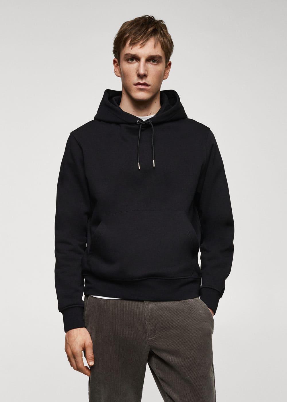 MANGO MAN - Cotton kangaroo-hooded sweatshirt blackMen Product Image