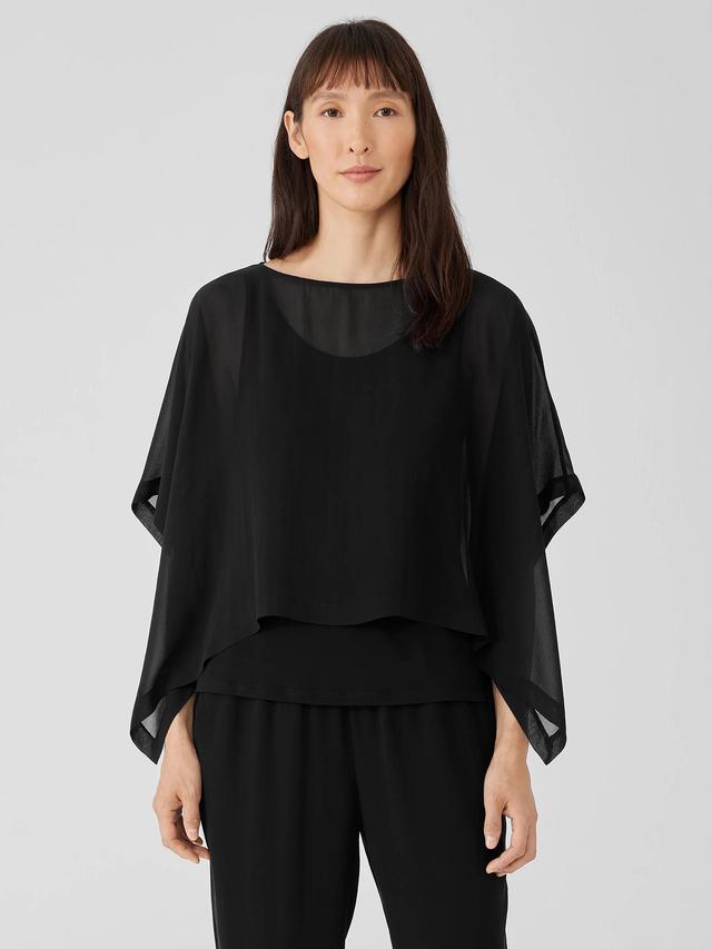 EILEEN FISHER Sheer Silk Georgette Ponchofemale Product Image