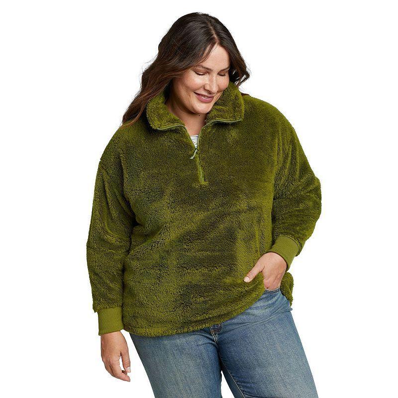 Plus Size Eddie Bauer Quest Plush 1/4 Zip Relaxed Pullover, Womens Product Image