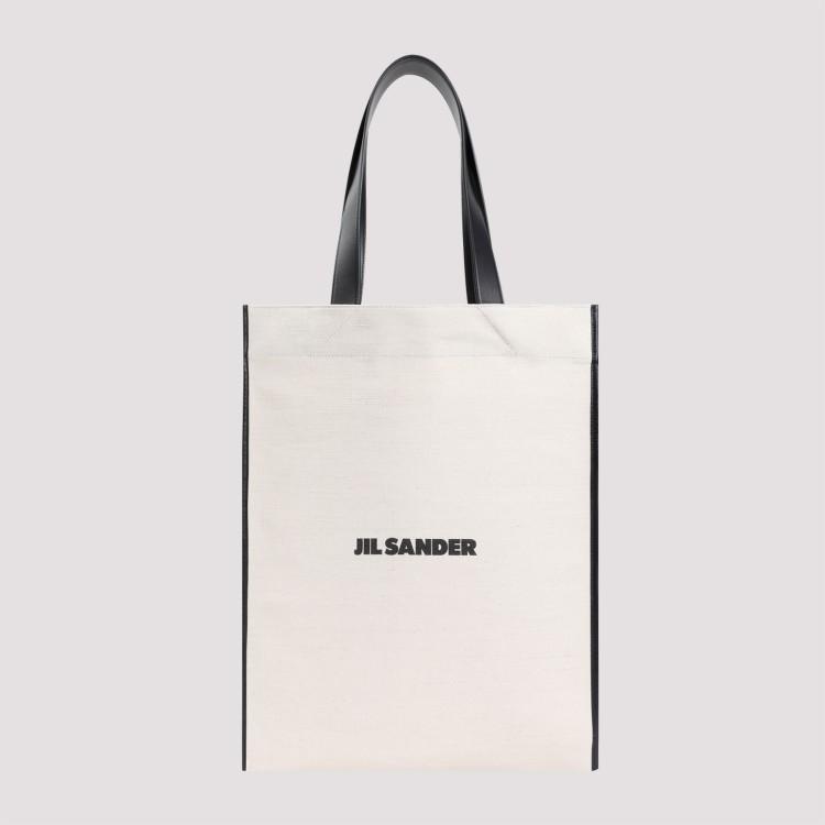 JIL SANDER Canvas Tote Bag With Contrast Trim In Nude & Neutrals Product Image