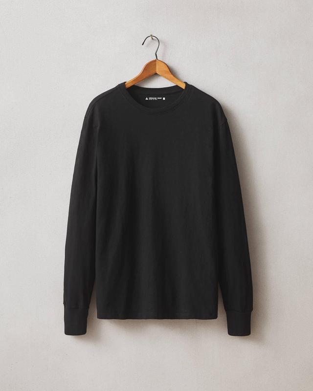 Premium Slub Crew Tee Long Sleeve - Black Male Product Image