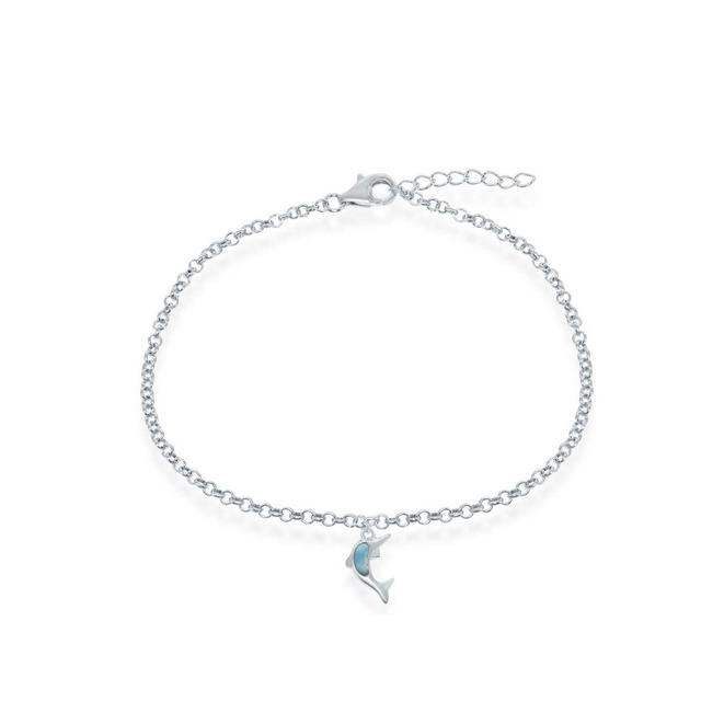 Sterling Silver Larimar Dolphin Anklet Product Image