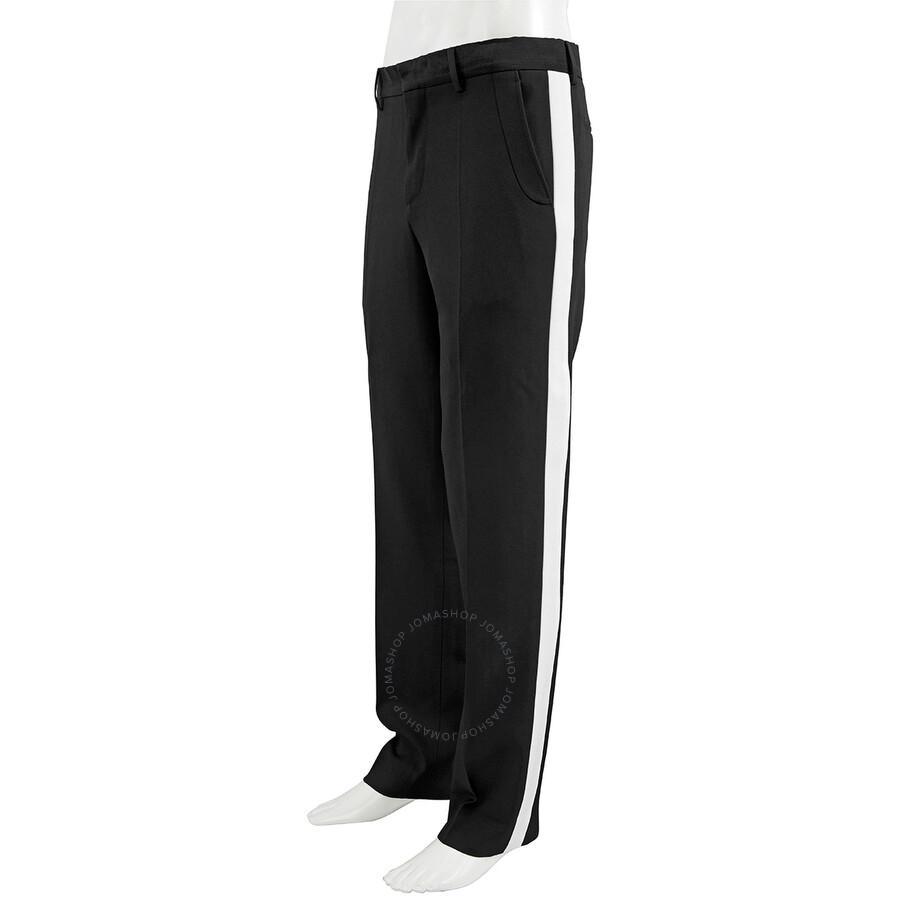 Black Wool Twill Stripe Detail Tailored Trousers Product Image