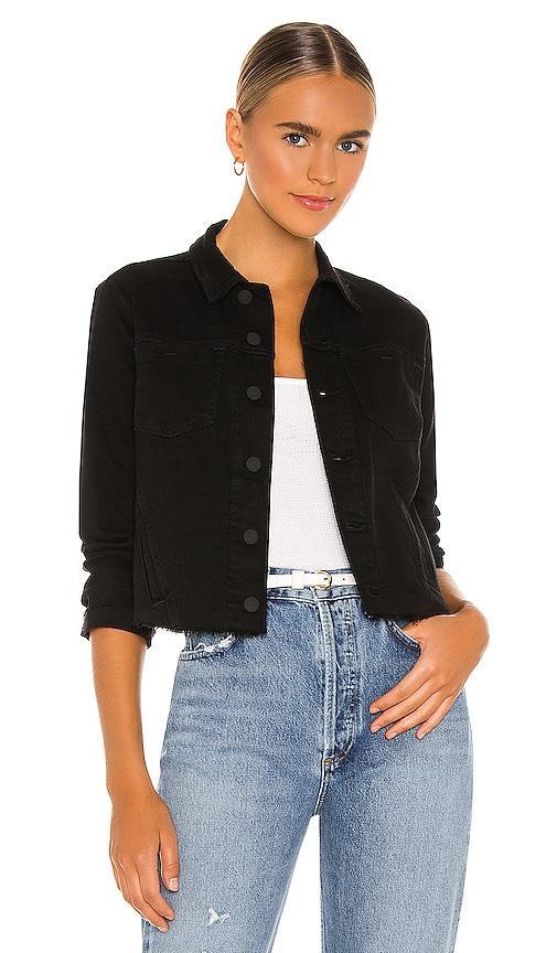 Womens Janelle Slim-Fit Raw-Hem Denim Jacket Product Image