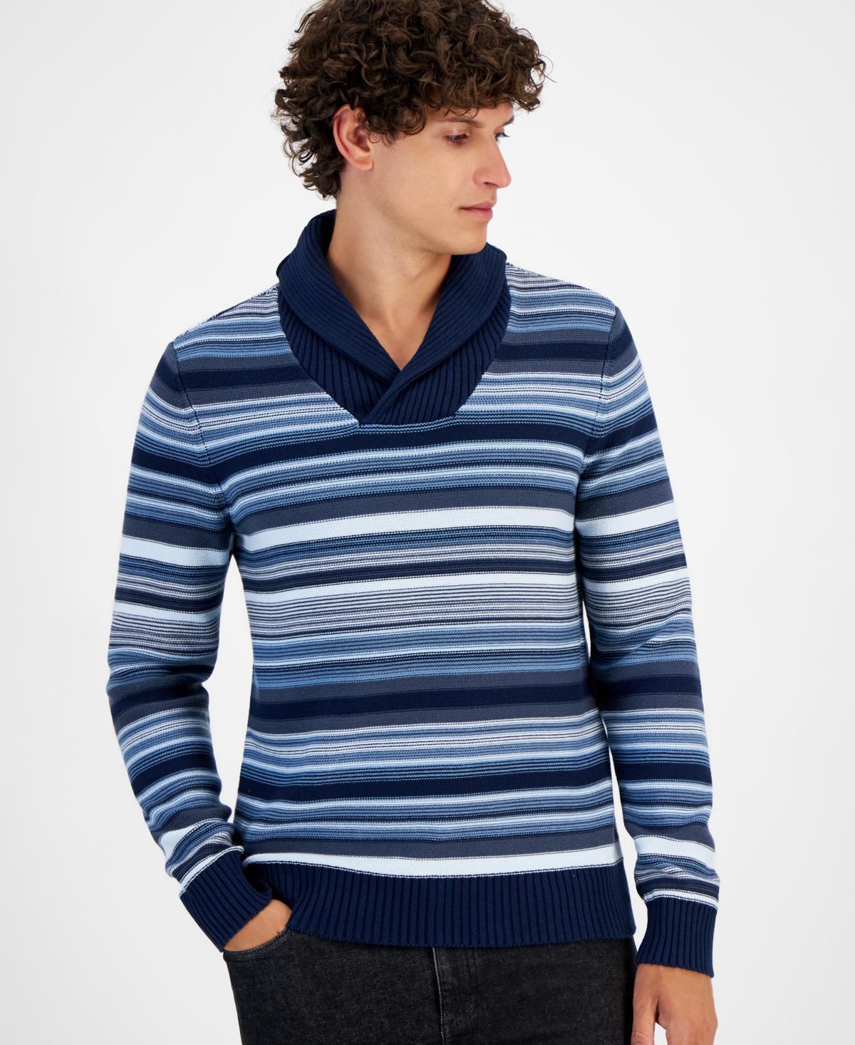 Sun + Stone Mens Striped Shawl-Collar Long Sleeve Pullover Sweater, Created for Macys Product Image