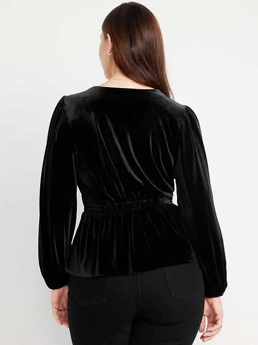 Waist-Defined Satin Peplum Top Product Image