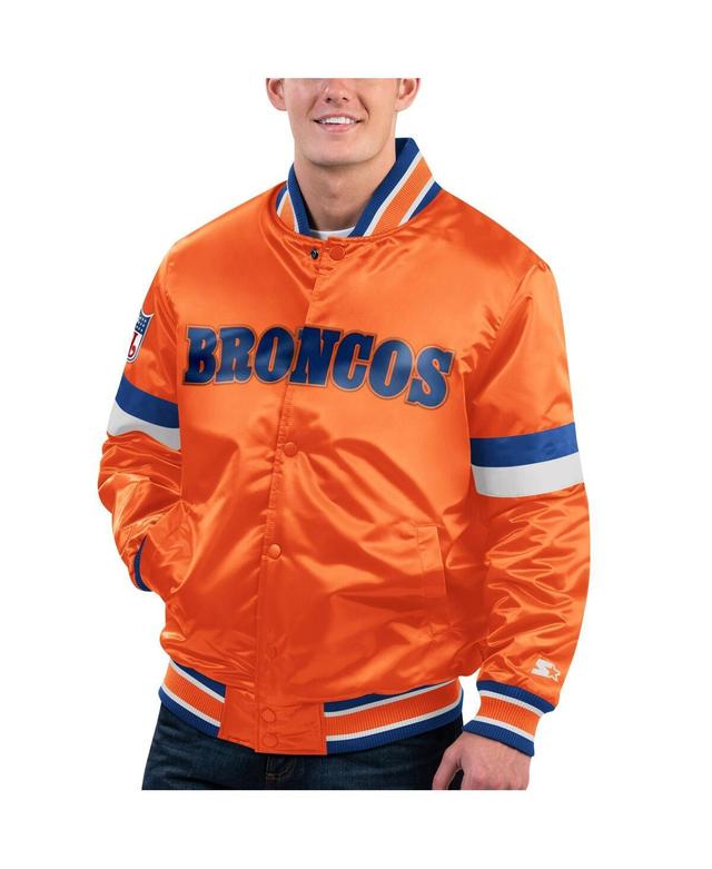 Mens Starter Cleveland Browns Gridiron Classics Home Game Satin Full-Snap Varsity Jacket Product Image