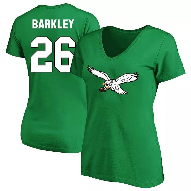 Womens Fanatics Branded Saquon Barkley Kelly Philadelphia Eagles Plus Size Name & Number V-Neck T-Shirt Product Image