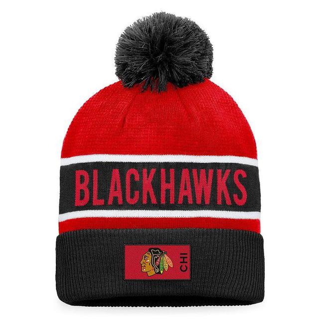 Mens Fanatics Branded /Red Chicago hawks Authentic Pro Rink Cuffed Knit Hat with Pom Product Image