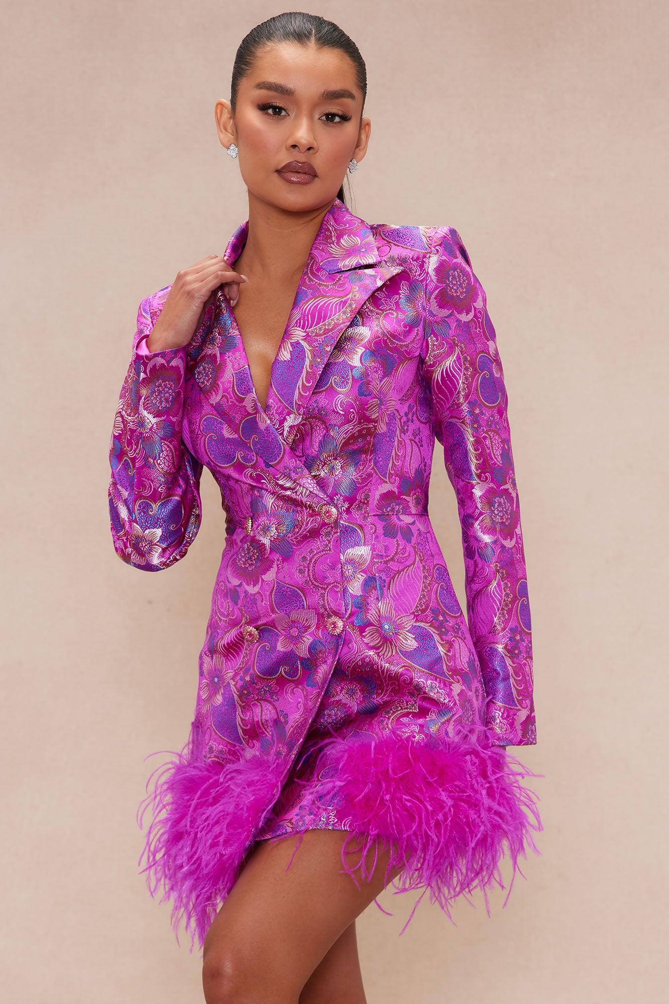 Jazzmin Satin Blazer Dress - Pink/combo Product Image