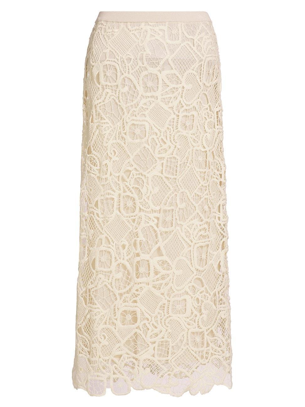 Womens Shay Geometric Lace Cotton Midi Skirt Product Image