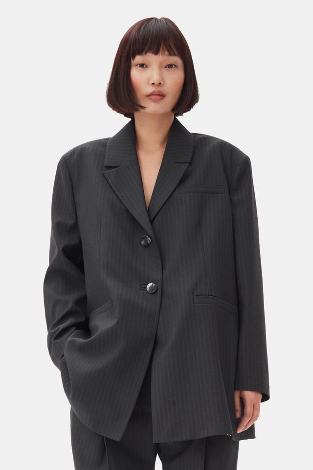 Charcoal Stripe Suiting Oversized Blazer Product Image