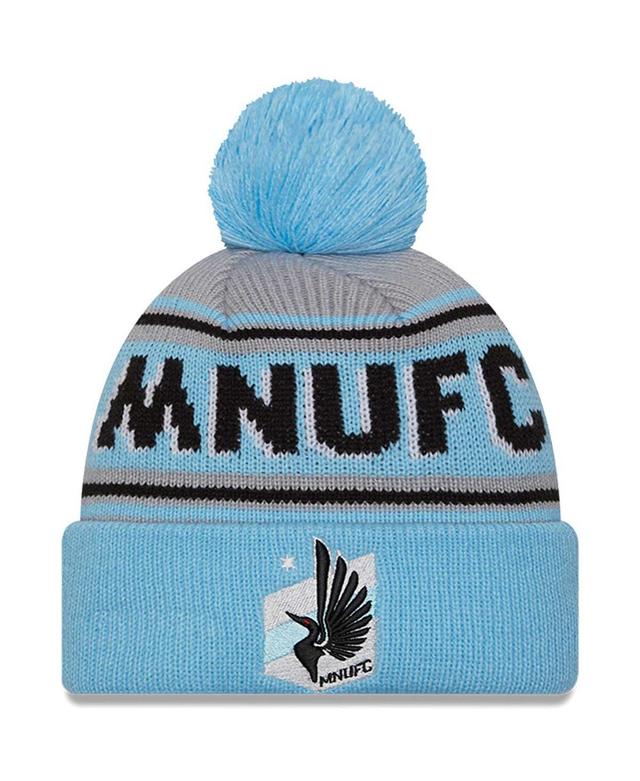 Mens New Era Light Blue Minnesota United FC Evergreen Cuffed Knit Hat with Pom Product Image