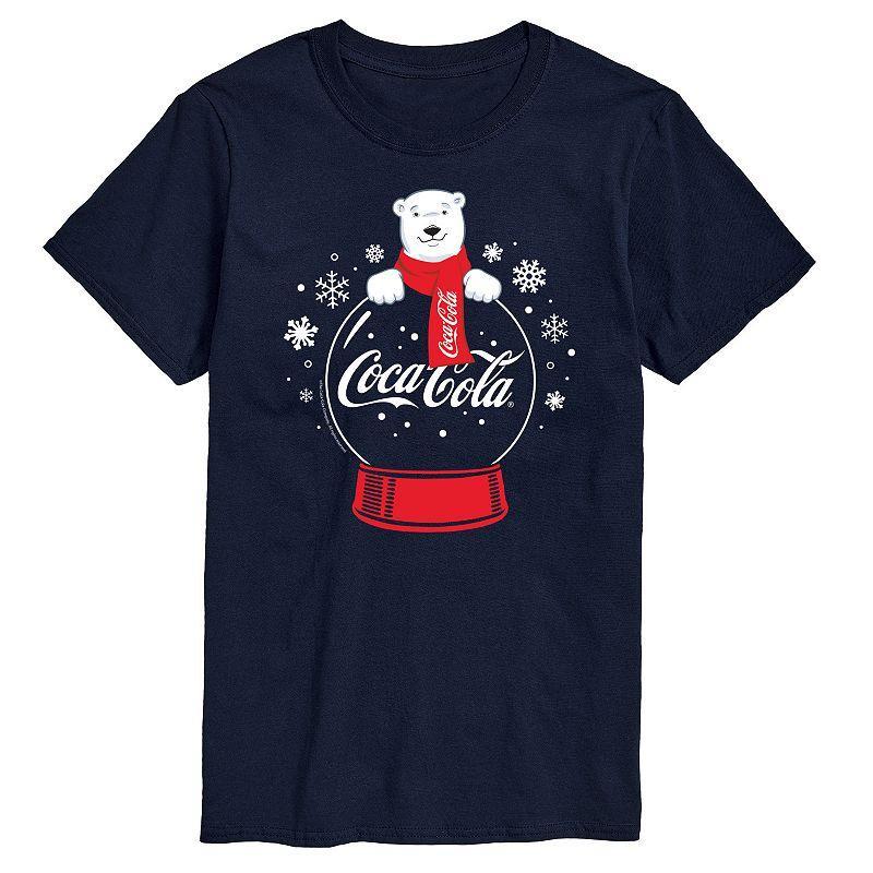 Big & Tall Coca-Cola Polar Bear Snowglobe Graphic Tee, Mens Blue Product Image