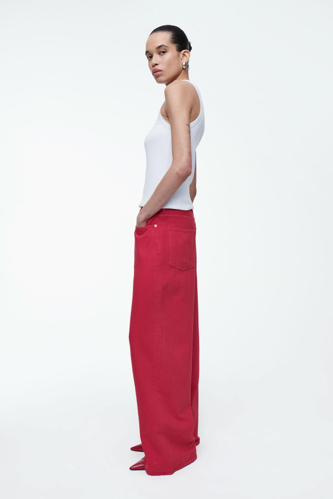 EXTRA WIDE-LEG DRAWSTRING DENIM PANTS Product Image