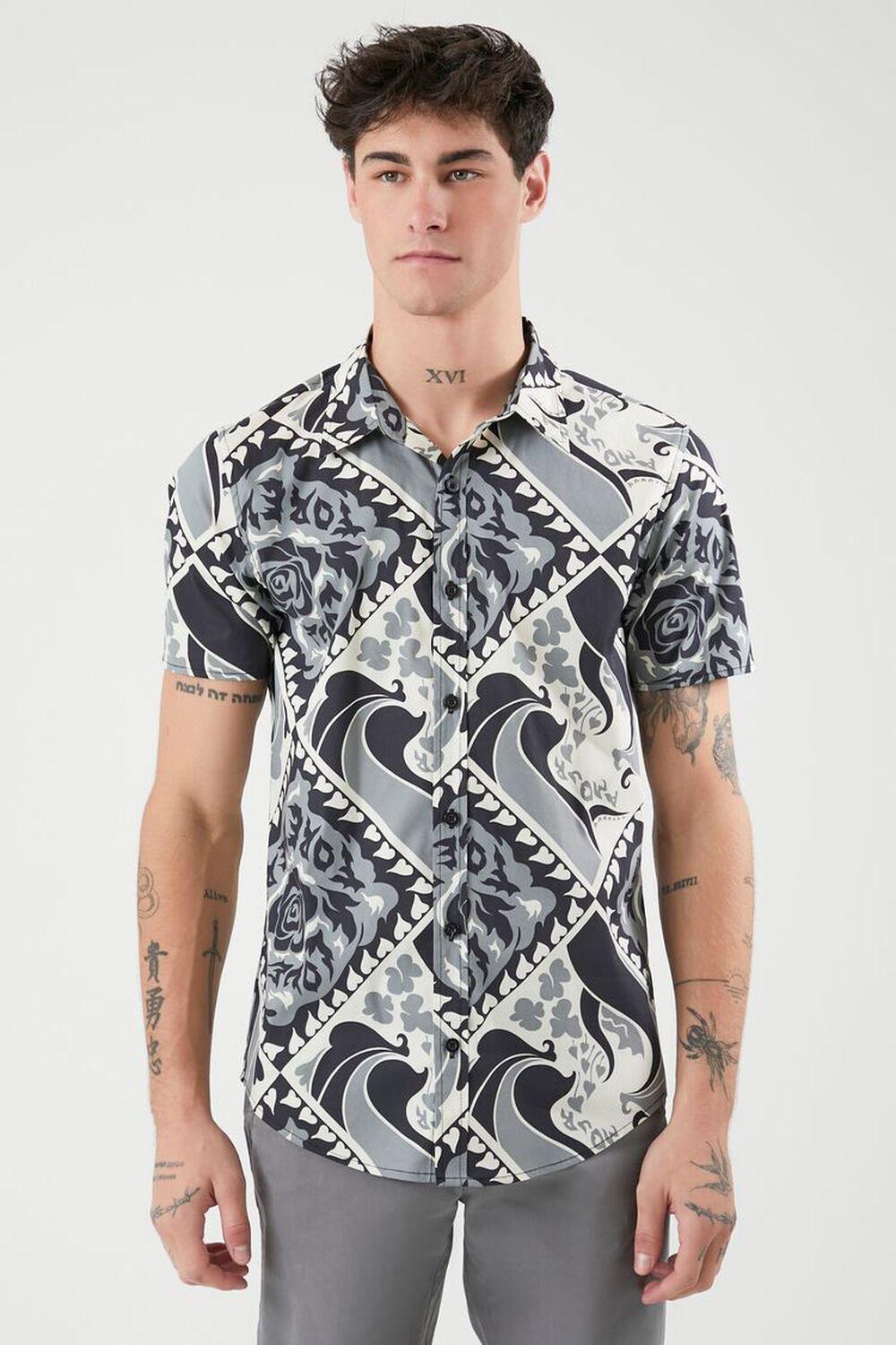 Ornate Print Curved-Hem Shirt | Forever 21 Product Image