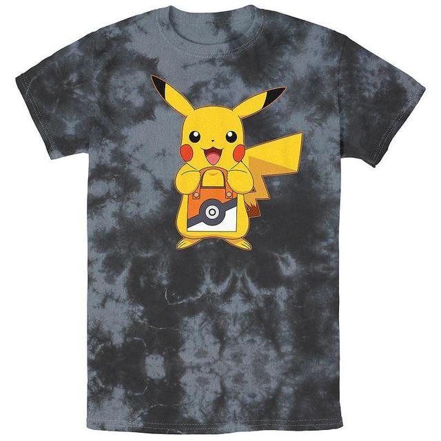 Mens Pokmon Pikachu Treat Pokeball Bag Bombard Wash Tee Black Grey Product Image