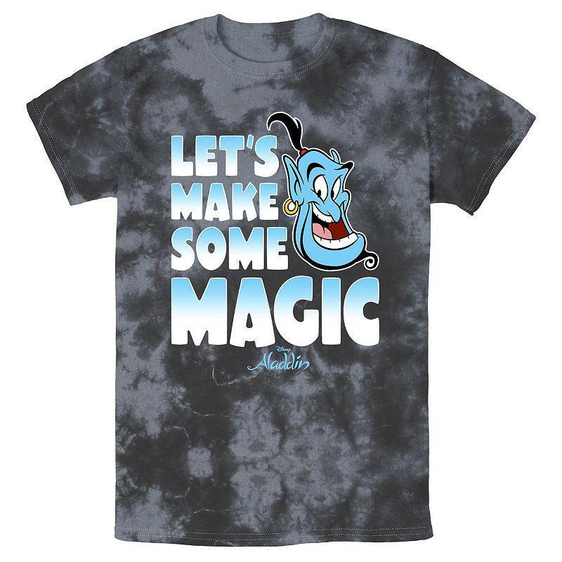 Mens Disney Aladdin Genie Lets Make Some Magic Bomabrd Wash Tee Black Grey Product Image