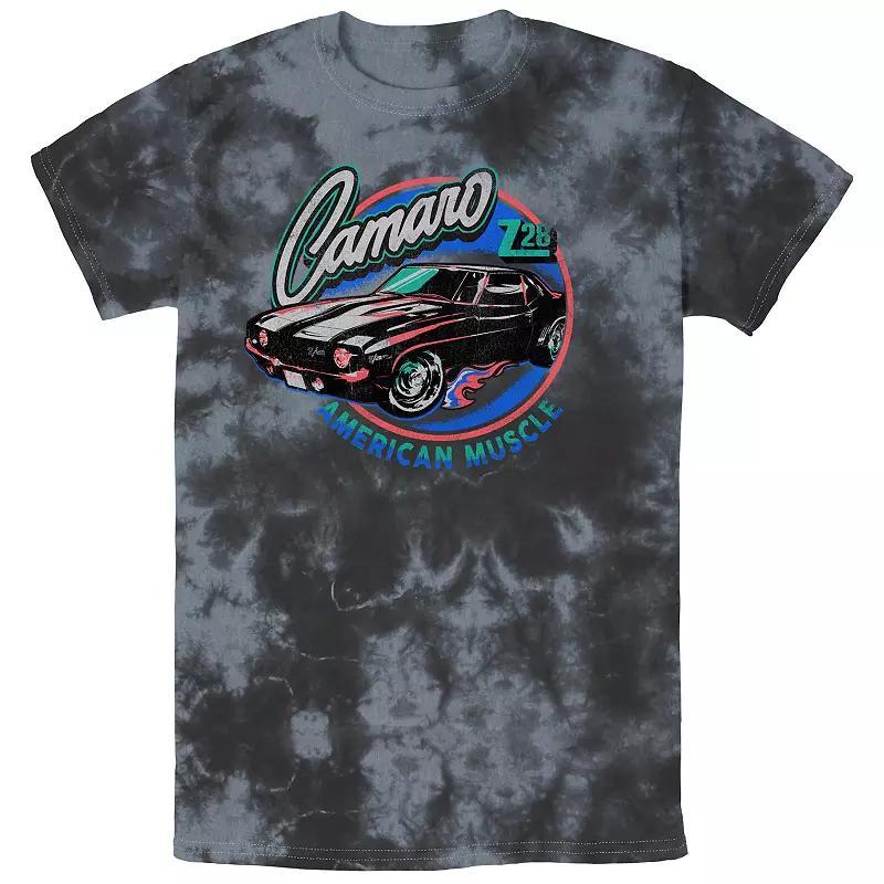 Mens Chevy Camaro Fluorescent Poster Bombard Wash Graphic Tee Black Grey Product Image