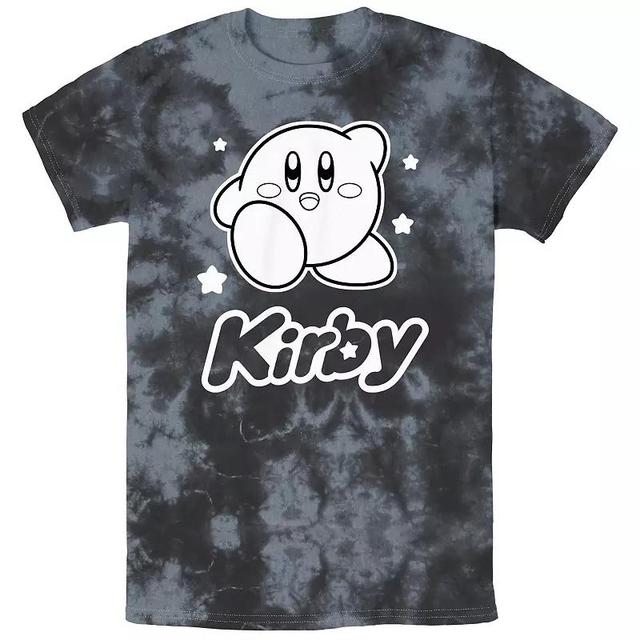 Mens Nintendo Kirby Monochrome Style Bombard Wash Graphic Tee Black Grey Product Image