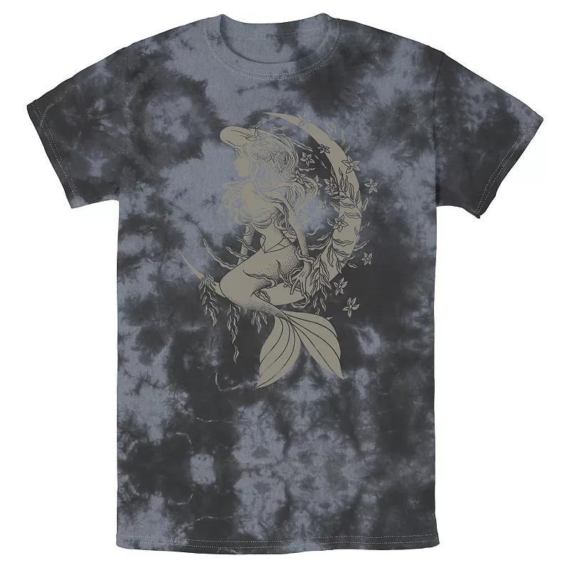 Mens Disney Little Mermaid Ariel Tattoo Style Portrait Bomabrd Wash Tee Black Grey Product Image