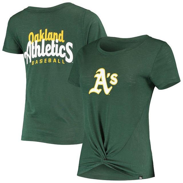 Womens New Era Oakland Athletics 2-Hit Front Twist Burnout T-Shirt Product Image