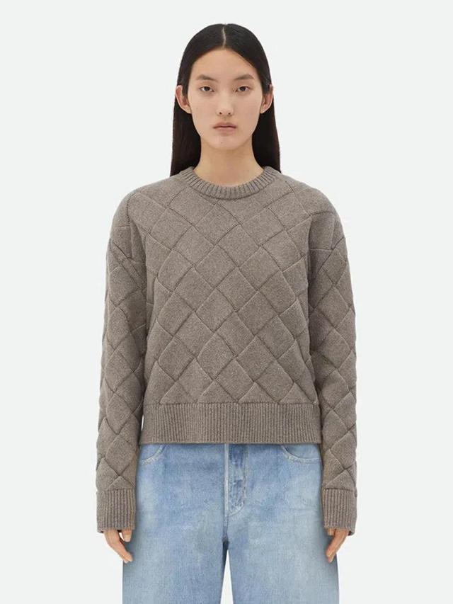 Woven Pattern Wool Sweater Clothing In Taupe Product Image