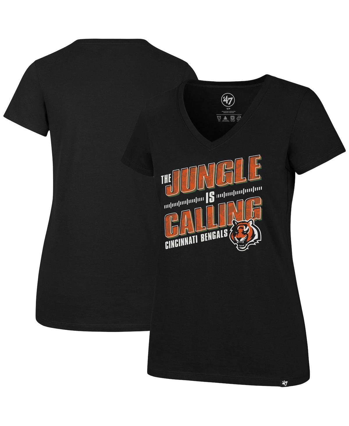 Womens 47 Brand Black Cincinnati Bengals Team Regional Ultra Rival V-Neck T-shirt Product Image