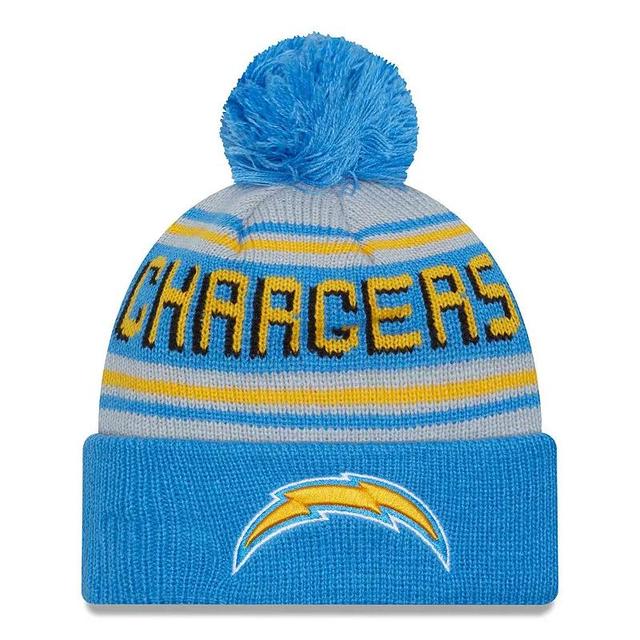 Mens New Era Powder Blue Los Angeles Chargers Main Cuffed Knit Hat with Pom Product Image