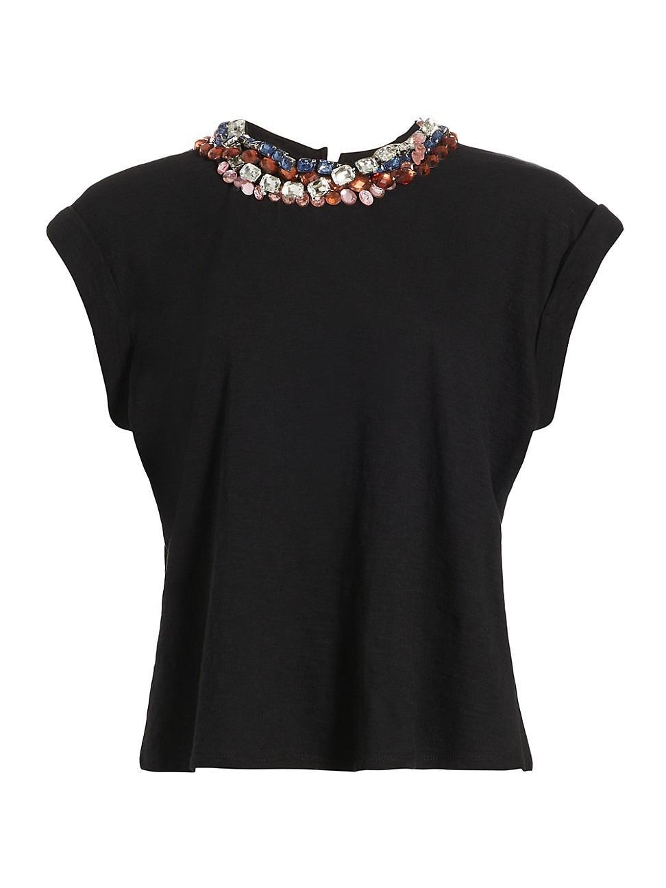 Womens Bella Cotton Crystal-Embellished T-Shirt Product Image