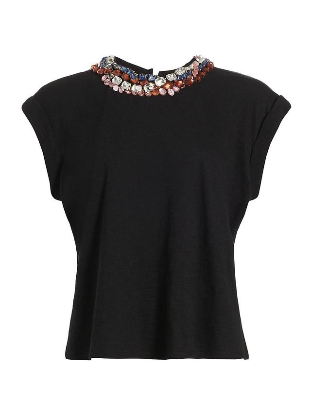 Womens Bella Cotton Crystal-Embellished T-Shirt Product Image