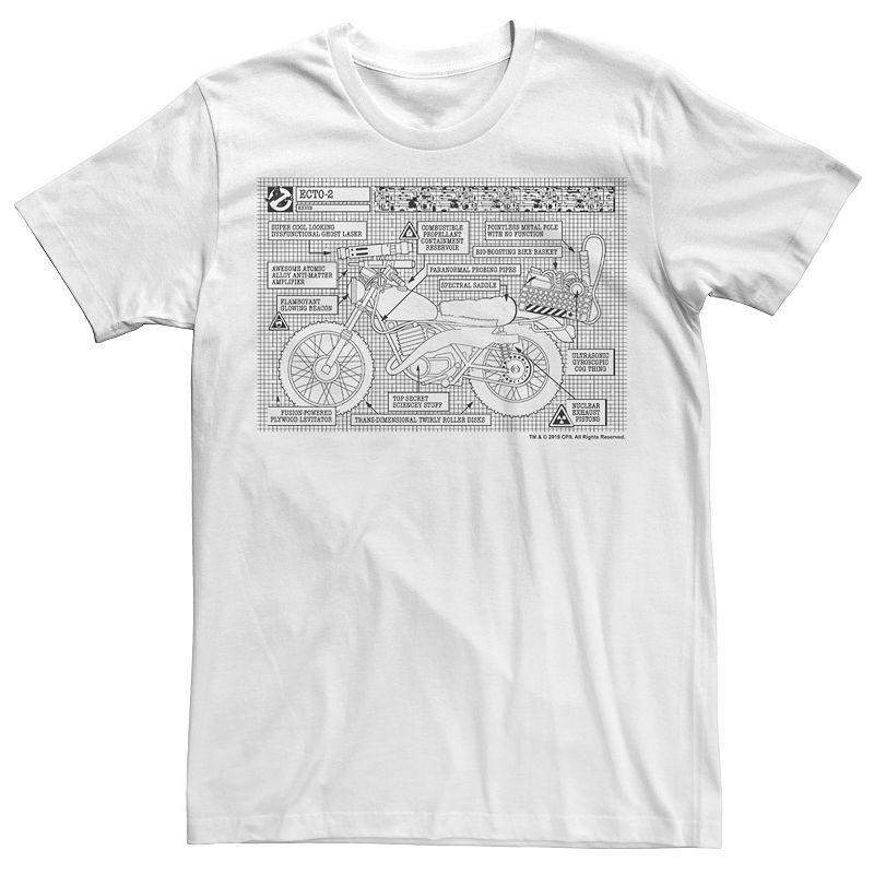 Men's Ghostbusters Ecto-2 Blueprint Graphic Tee, Size: Large, White Product Image