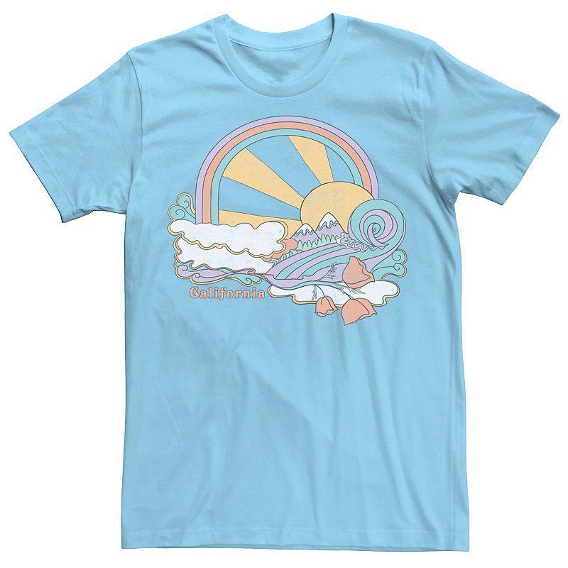 Mens California Sunset Mountains Poppies Tee Light Blue Product Image