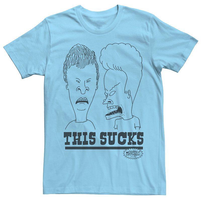 Mens Beavis & Butthead This Sucks Group Shot Tee Light Blue Grey Product Image