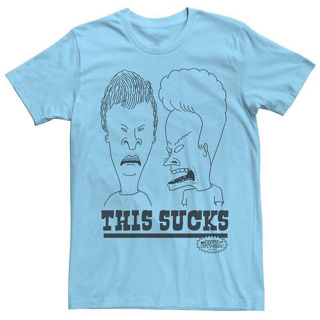 Mens Beavis & Butthead This Sucks Group Shot Tee Light Blue Grey Product Image