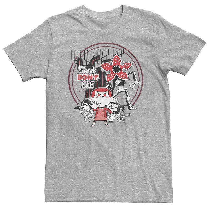 Big & Tall Netflix Stranger Things Day Friends Dont Lie Chibi Group Shot Tee, Mens Athletic Grey Product Image