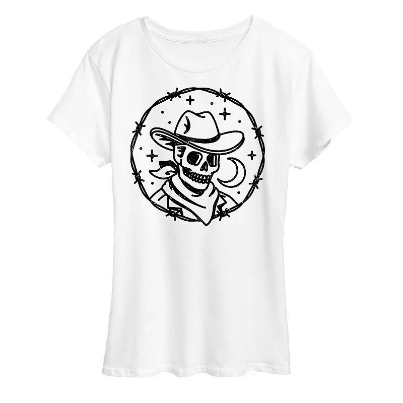 Womens Skeleton Cowboy Graphic Tee Product Image