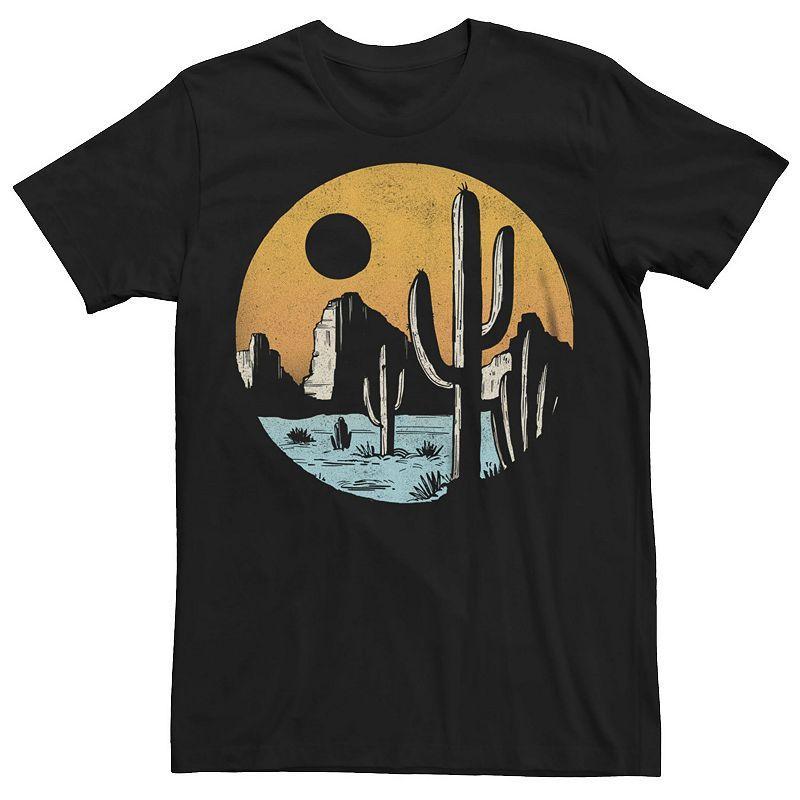 Mens Cacti Desert Landscape Sunset Graphic Tee Black Product Image